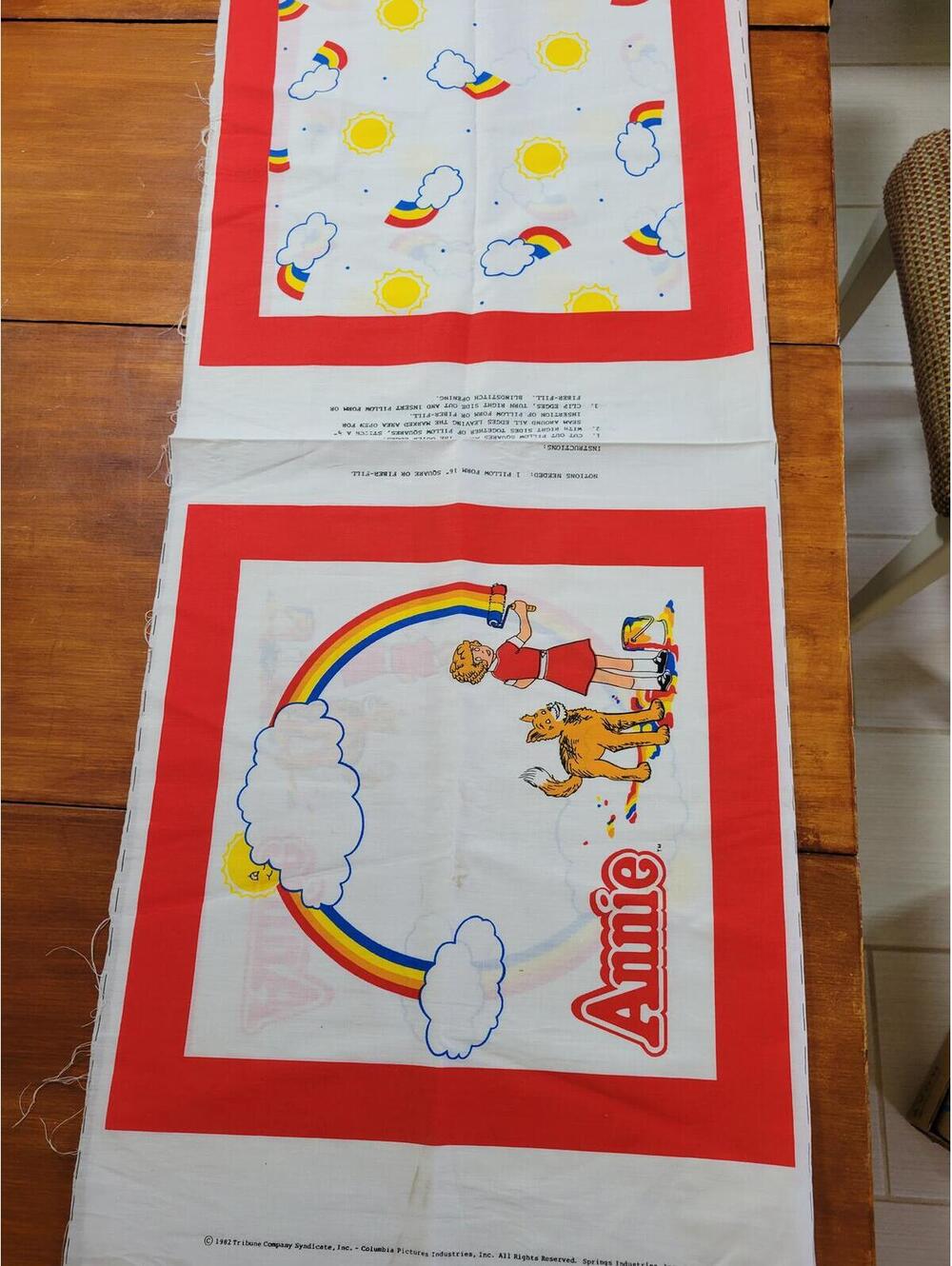 Vintage Annie Rainbow and Clouds Pillow Panel Fabric Spring Ind